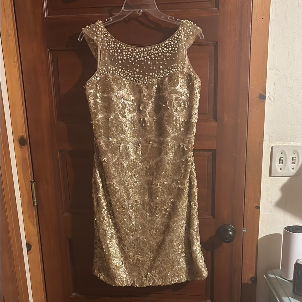 Dazzling Gold Sequin Mini Dress - image 1